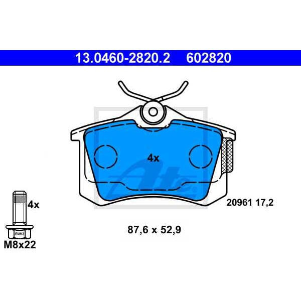 Placute frana spate ATE 13046028202, VW, Audi, Skoda