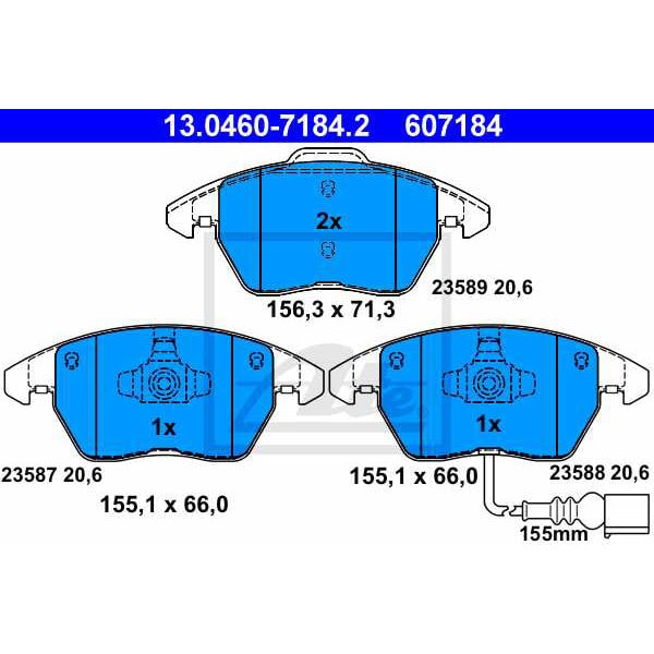 Placute frana fata ATE 13046071842, VW, Skoda