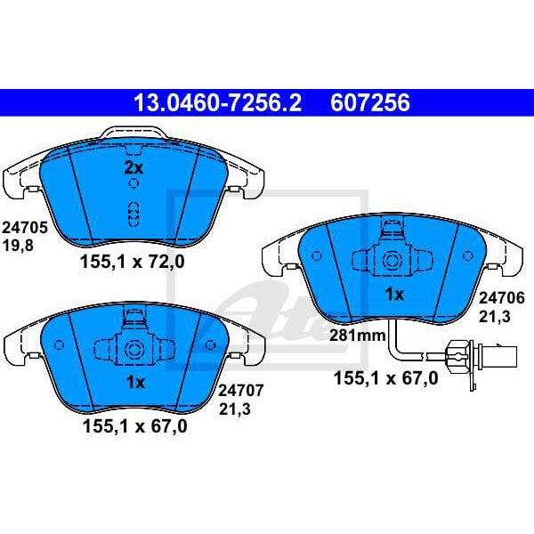 Placute frana fata ATE 13046072562, Audi