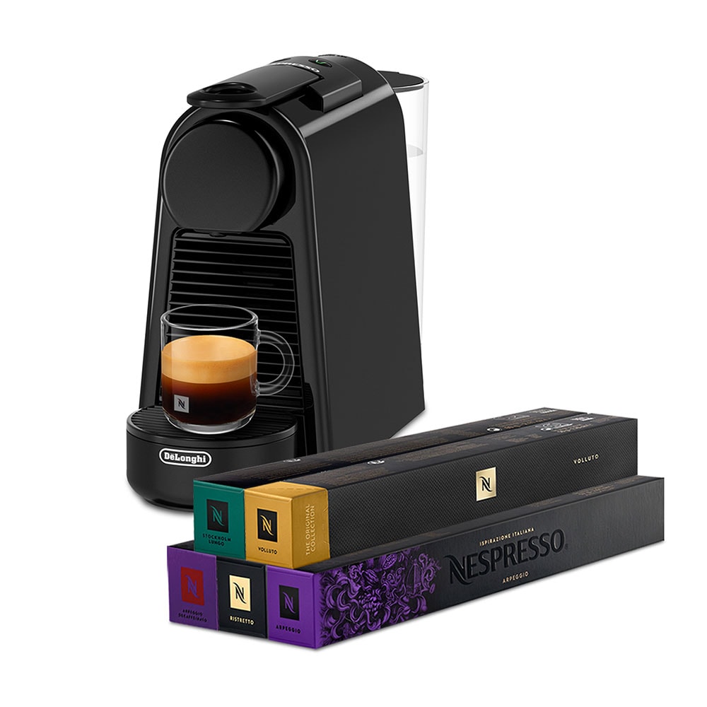 Pachet espressor capsule NESPRESSO Essenza Mini + 50 capsule, 0.7l, 1260W, 19 bar, negru