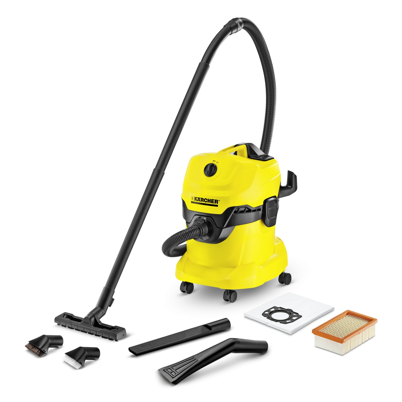Aspirator multifunctional KARCHER WD 4 Car Kit 1348116, 20l, 1000W, negru-galben 
