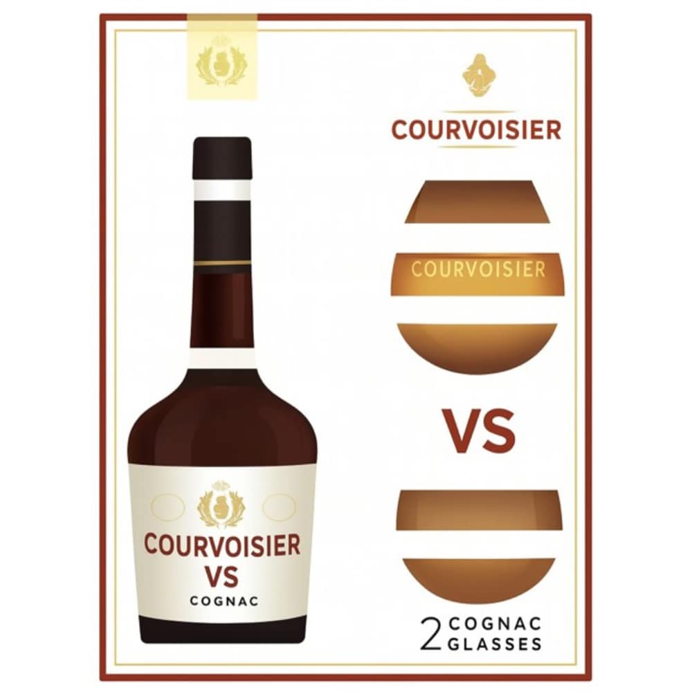Set Cognac Courvoisier VS, 0.7L + 2 pahare