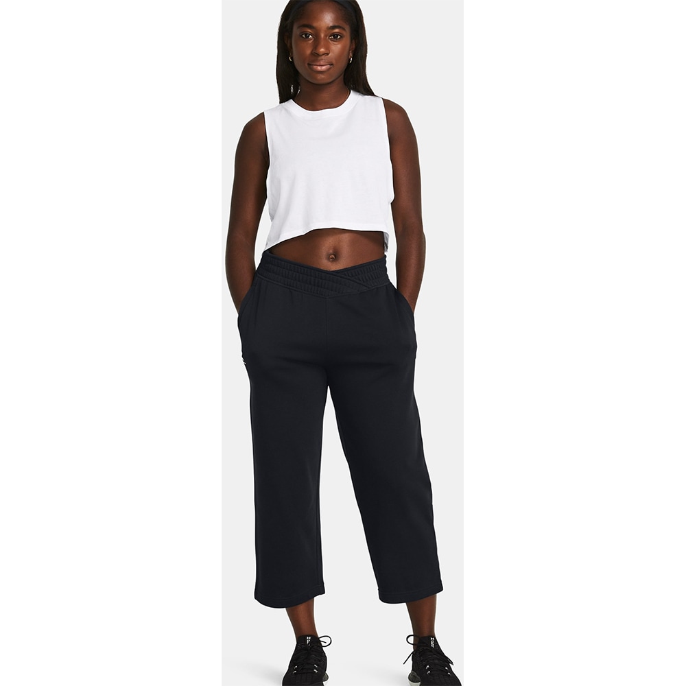 Pantaloni de trening femei UNDER ARMOUR UA Rival Terry Crop Wide Leg, marimea S, negru