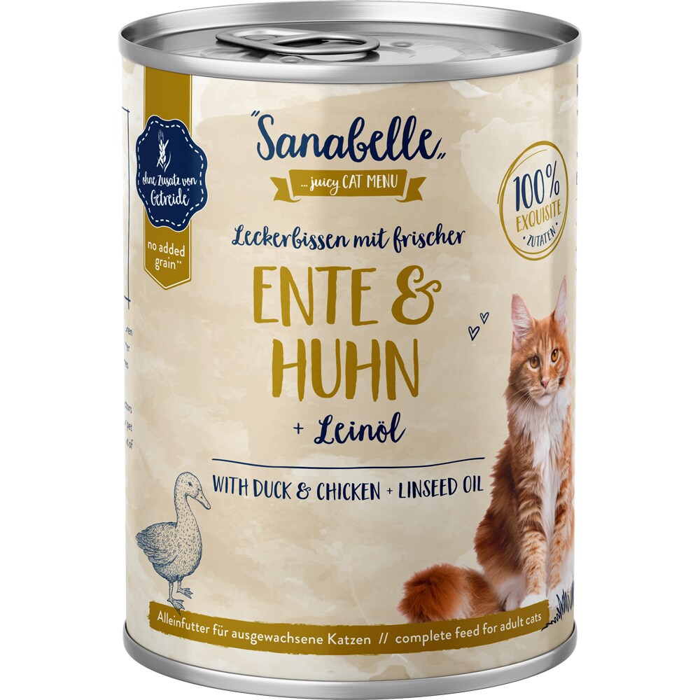 Hrana umeda pentru pisici SANABELLE, Adult, Rata si Pui, 6 x 400 g