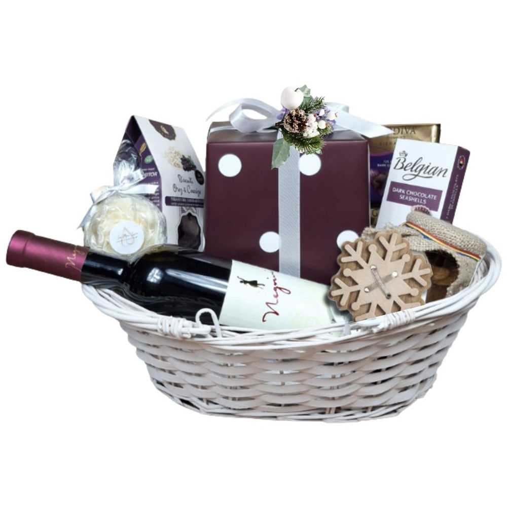 Cos cadou LUXURY BASKETS Craciun Premium Negru de Dragasani 7CPND