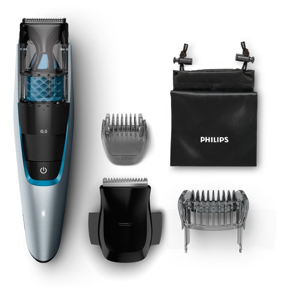 Set de tuns barba cu aspirator PHILIPS BT7210/15, acumulator, 75 min autonomie, argintiu