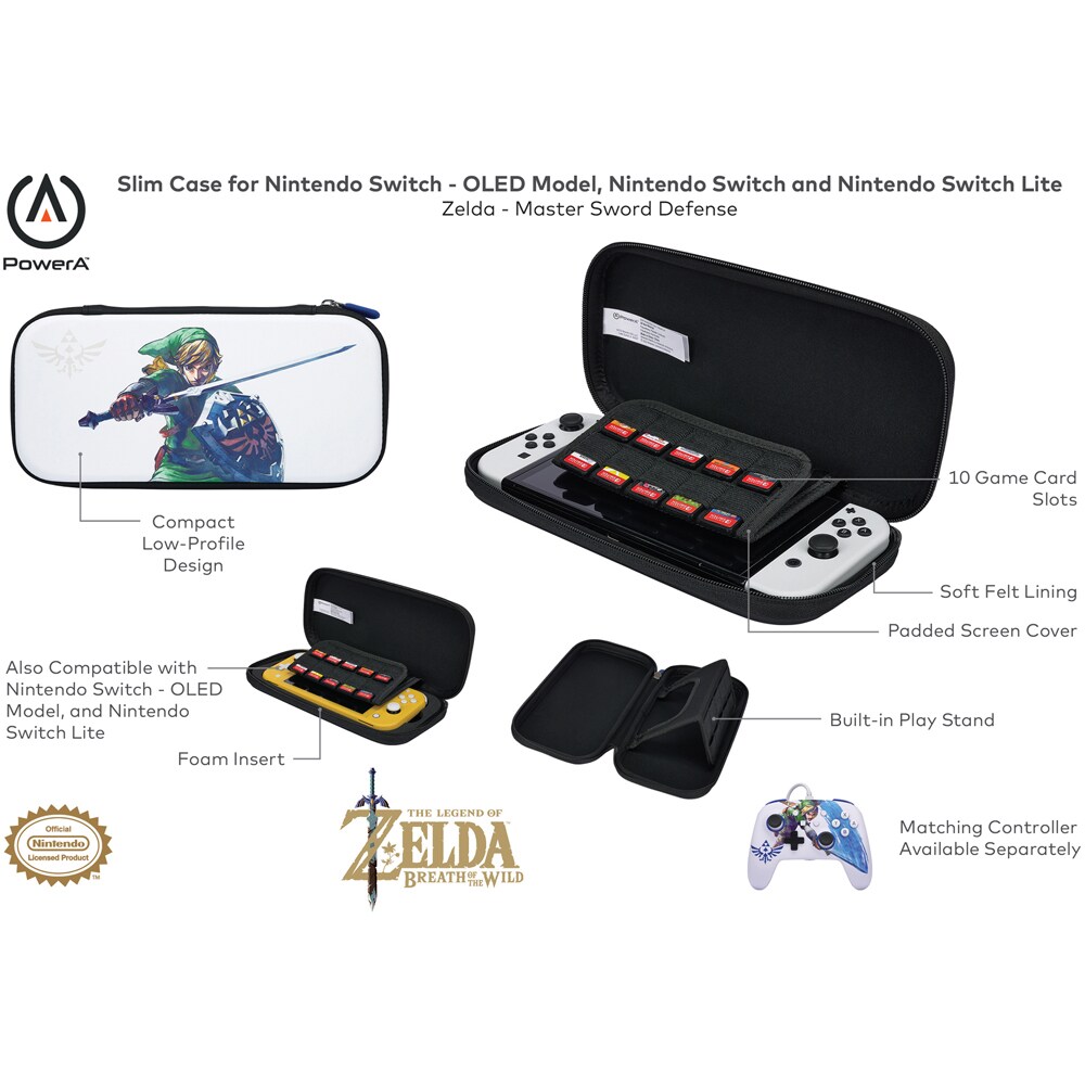 Husa slim pentru Nintendo Switch/OLED/Lite POWERA Master Sword Defense 1526550-01, alb