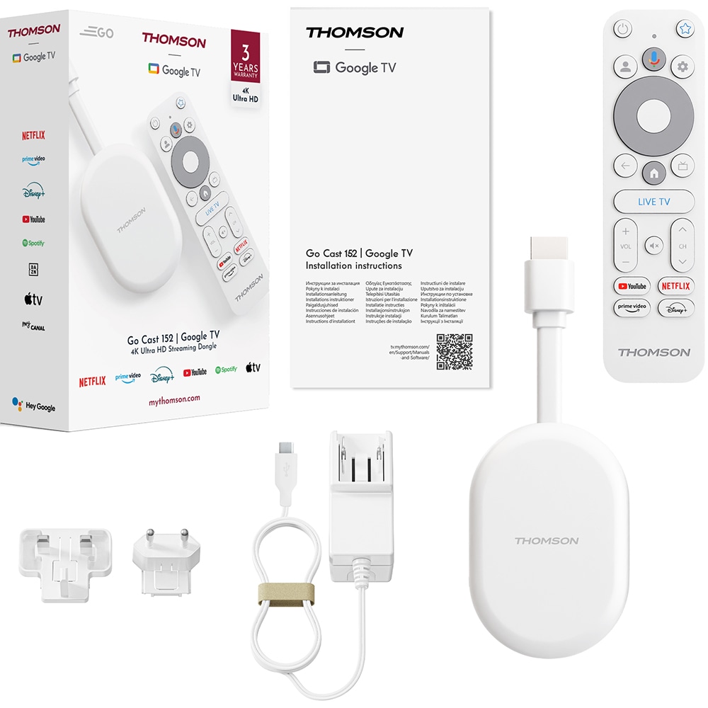 Mediaplayer THOMSON Streaming Stick 152, 4K, Wi-Fi, alb