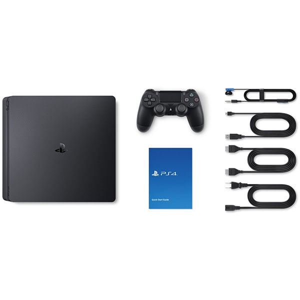 Consola SONY PlayStation 4 Slim (PS4 Slim) 1TB, Jet Black + 3 jocuri Horizon Zero Dawn, Uncharted 4, Gran Turismo Sport
