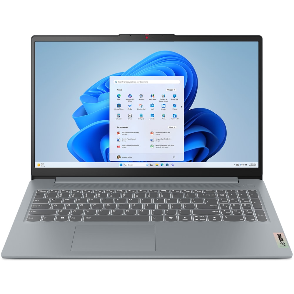 Laptop LENOVO IdeaPad Slim 3 15ITN9, Intel N150 pana la 3.6GHz, 15.6" Full HD, 8GB, UFS 2.2 128GB, Intel Graphics, Windows 11 Home, Arctic Grey
