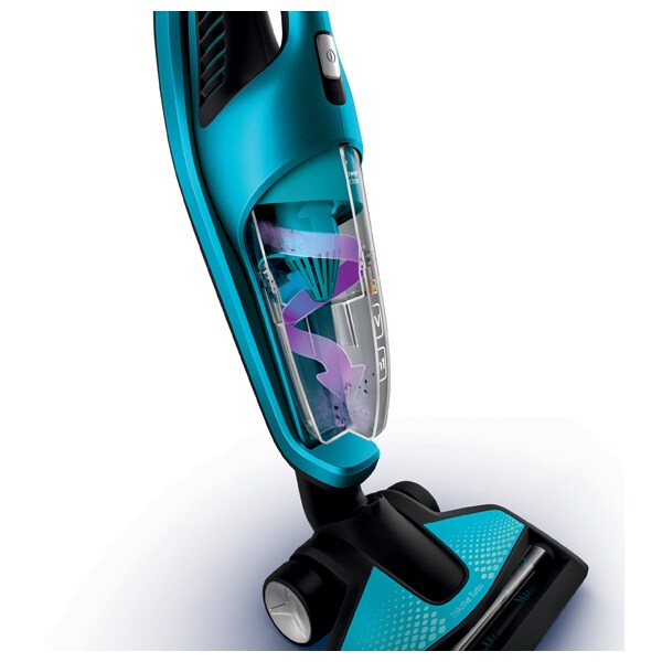 Aspirator vertical PHILIPS PowerPro Aqua FC6404/01, 0.6l, 18V, autonomie max 60 min, PowerCyclone, albastru