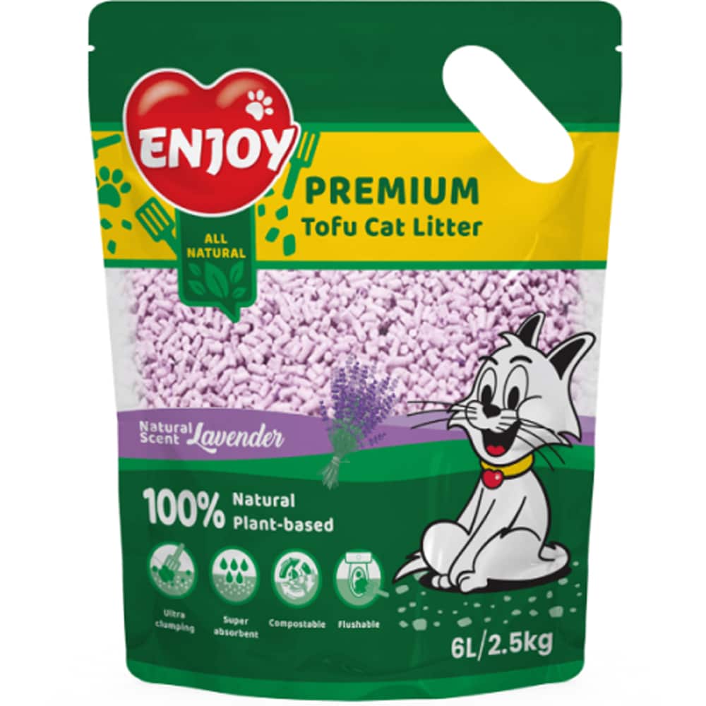 Asternut igienic pentru pisici ENJOY Tofu Lavanda, 6 L
