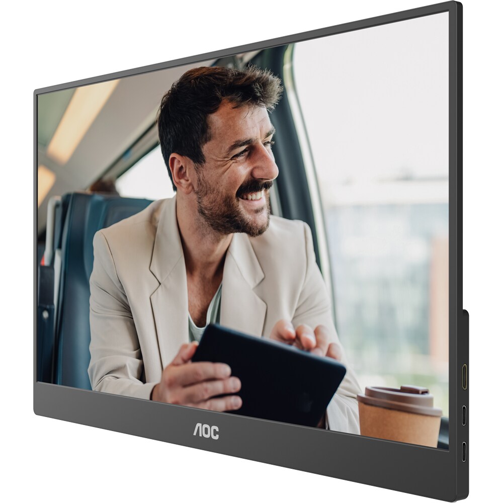 Monitor portabil WLED IPS AOC 16T20E2, 15.6" Full HD, 60Hz, boxe, negru
