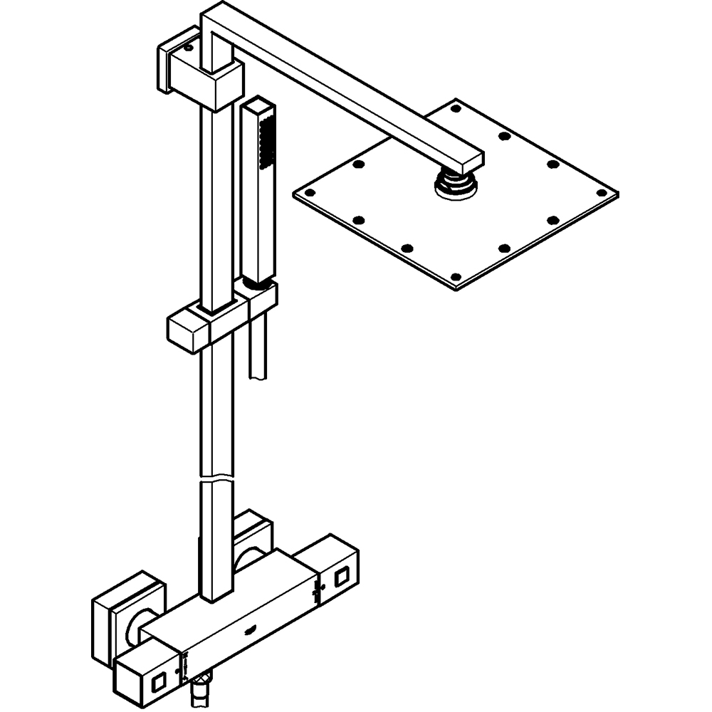 Sistem dus GROHE Euphoria Cube XXL 230 26087000, termostat, 1 functie, crom