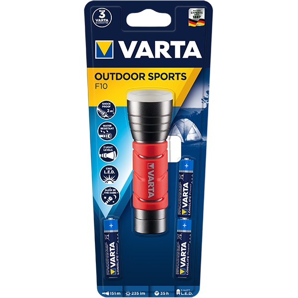 Lanterna cu LED VARTA Outdoor Sports, 5W, 3 x AAA, rosu