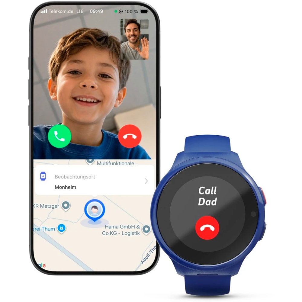 Smartwatch HAMA Kids 178672, Android/iOS, GPS, albastru