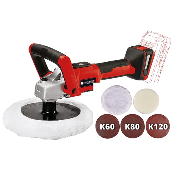 Masina de slefuit rotativa EINHELL CE-CP 18/180 Li E-Solo, 3000ROM, 180mm, fara acumulator, rosu