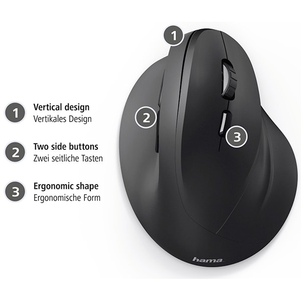 Mouse cu fir HAMA EMC-500, 1800 dpi, negru