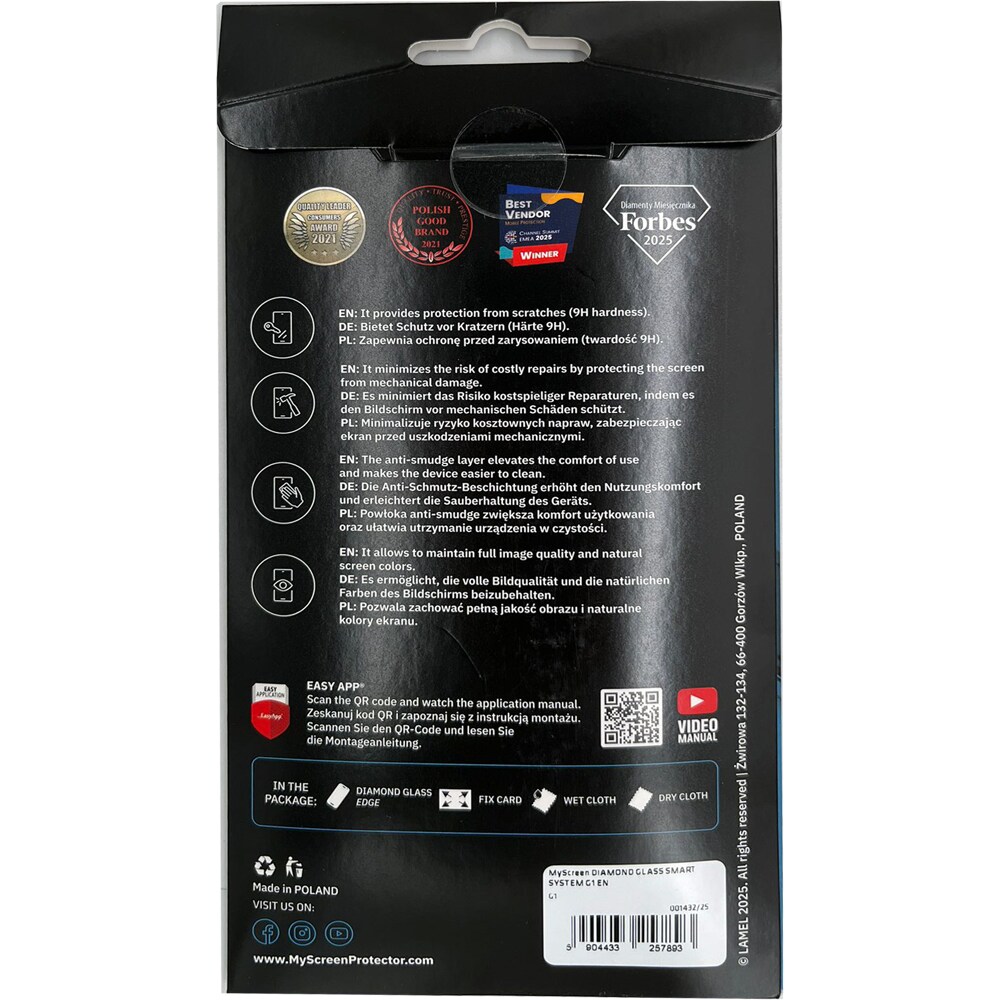 Folie protectie pentru telefon MYSCREEN Diamond Glass G1, transparent