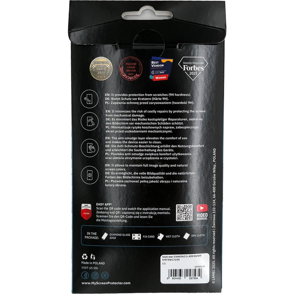 Folie protectie pentru telefon MYSCREEN Diamond Glass G12, transparent