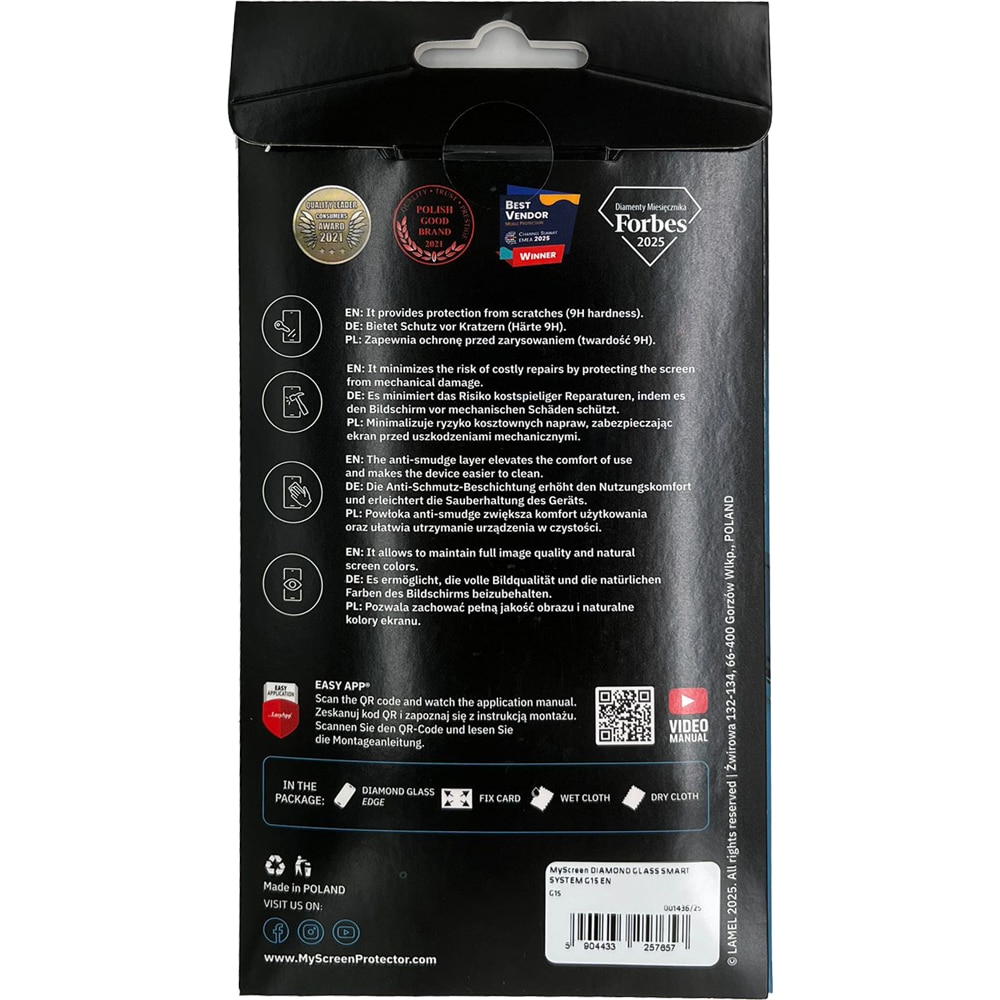 Folie protectie pentru telefon MYSCREEN Diamond Glass G15, transparent