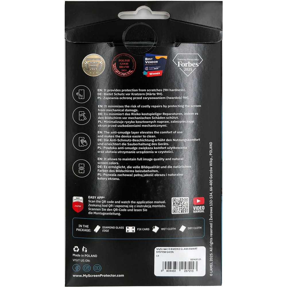 Folie protectie pentru telefon MYSCREEN Diamond Glass G4, transparent