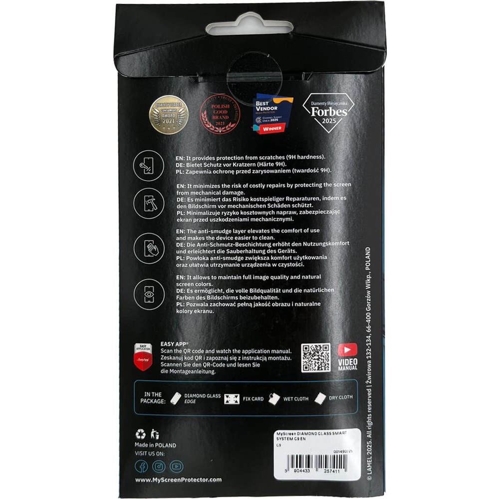 Folie protectie pentru telefon MYSCREEN Diamond Glass G9, transparent