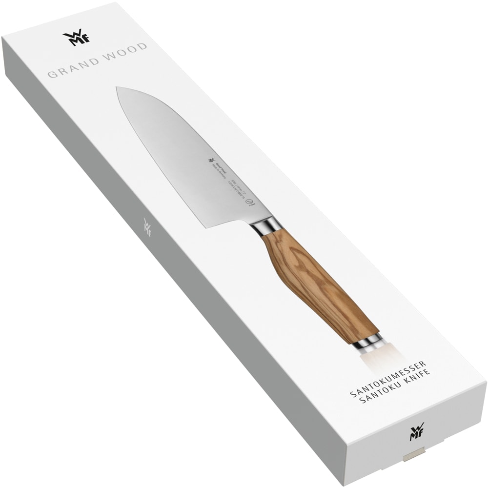 Cutit santoku WMF Grand Wood 1897636032, 18cm, otel, maro