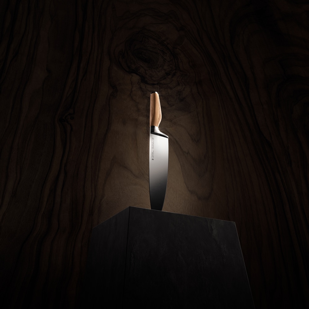 Cutit santoku WMF Grand Wood 1897636032, 18cm, otel, maro