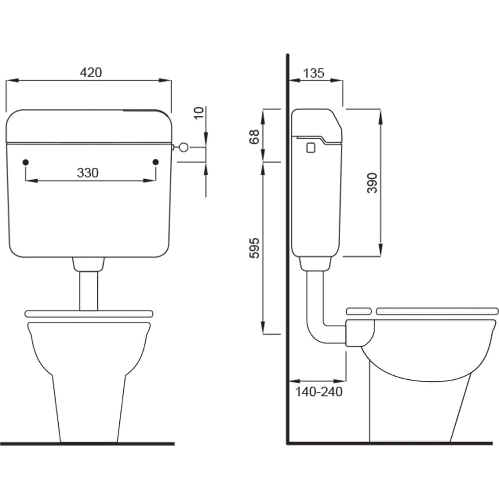 Rezervor WC suspendat FLUIDMASTER Laguna Duo 195357, 42 x 13.5 x 39 cm, 3-6 l, alb