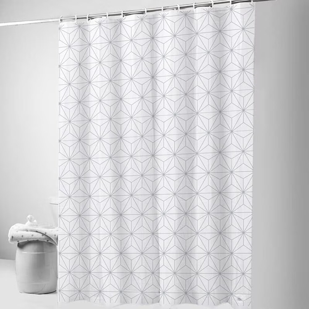 Perdea dus FRANDIS 195550, poliester, 180 x 200 cm, model Rosace, alb