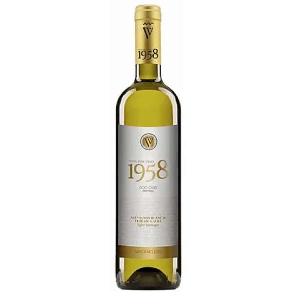 Vin alb demisec Via Viticola Sarica Niculitel 1958 Sauvignon Blanc si Feteasca Alba, 0.75L