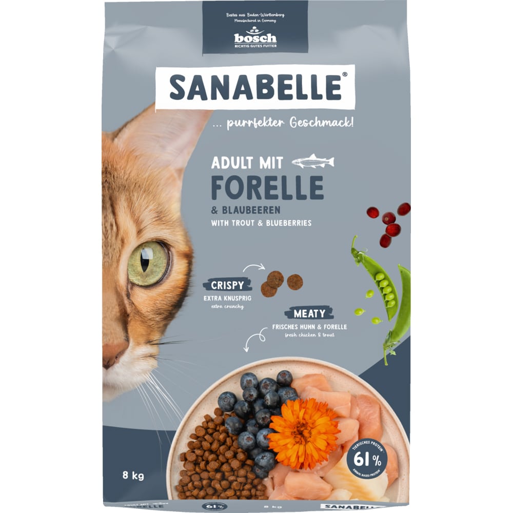 Hrana uscata pentru pisici SANABELLE, Adult, Pastrav, 8 kg