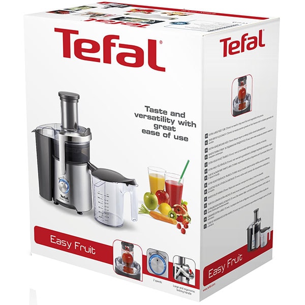 Storcator fructe si legume TEFAL Easy Fruit ZE610D38, 1.2l, 800W, 2 trepte viteza, negru - inox 