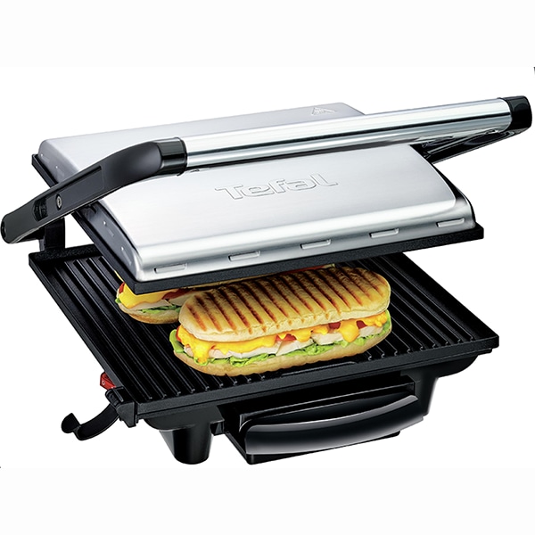 Gratar electric multifunctional TEFAL Inicio Grill GC241D38, 2000W, functie panini, argintiu-negru