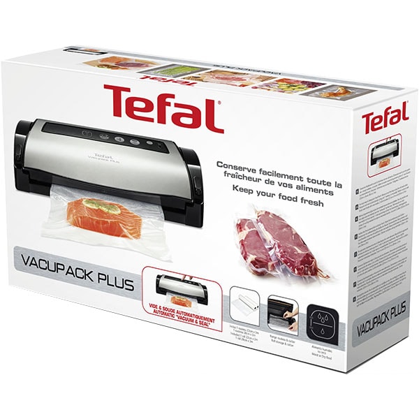 Aparat de vidat TEFAL VT256070, 130W, 2 role incluse, negru-inox