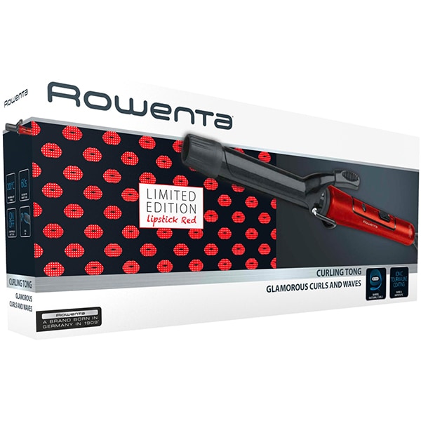 Ondulator ROWENTA Lipstick Red CF3316F0, 200 grade, invelis keratina, negru-rosu