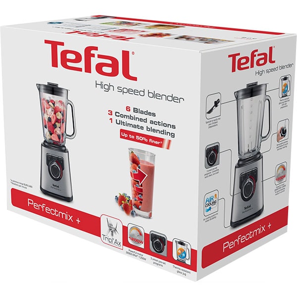 Blender TEFAL Perfectmix+ BL811D38, 2l, 1200W, viteza variabila, tehnologie Powelix, argintiu-negru 