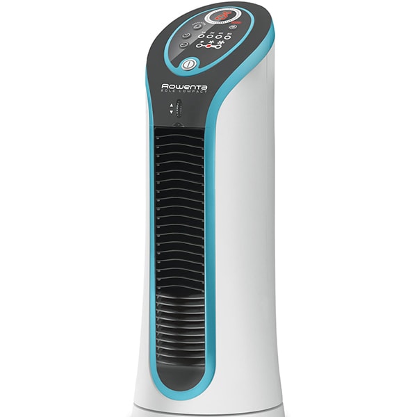Ventilator turn ROWENTA Eole Compact VU6210F0, ecran LED, 3 trepte viteza, 30W, alb-negru