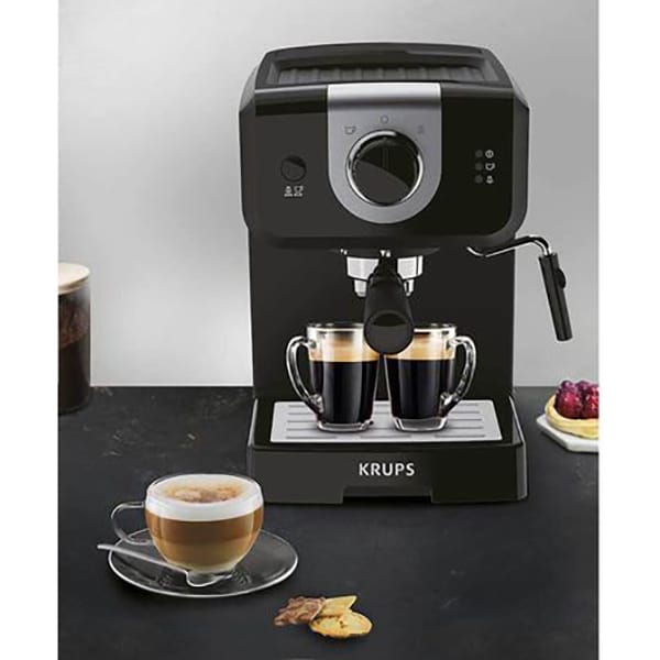 Espressor manual KRUPS Opio XP320830, 1.5l, 1050W, 15 bar, negru-argintiu