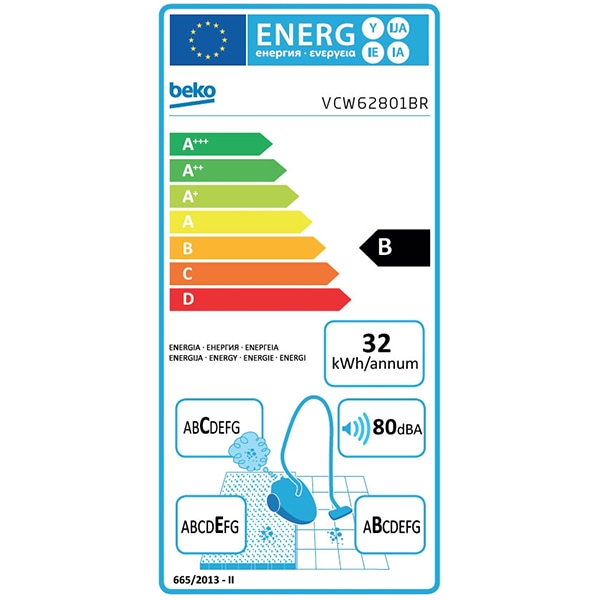 Aspirator cu filtrare prin apa BEKO VCW62801BR, 2.3l, 750W, 80dB, rosu-negru 