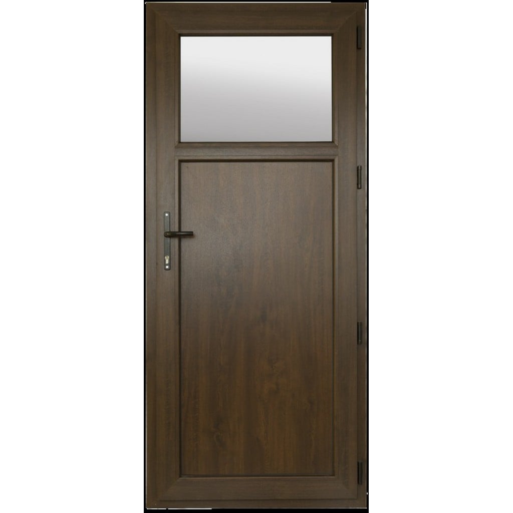 Usa exterior FENSTERWELT, cu geam, 6 camere, dreapta, PVC, 88 x 205 cm, nuc