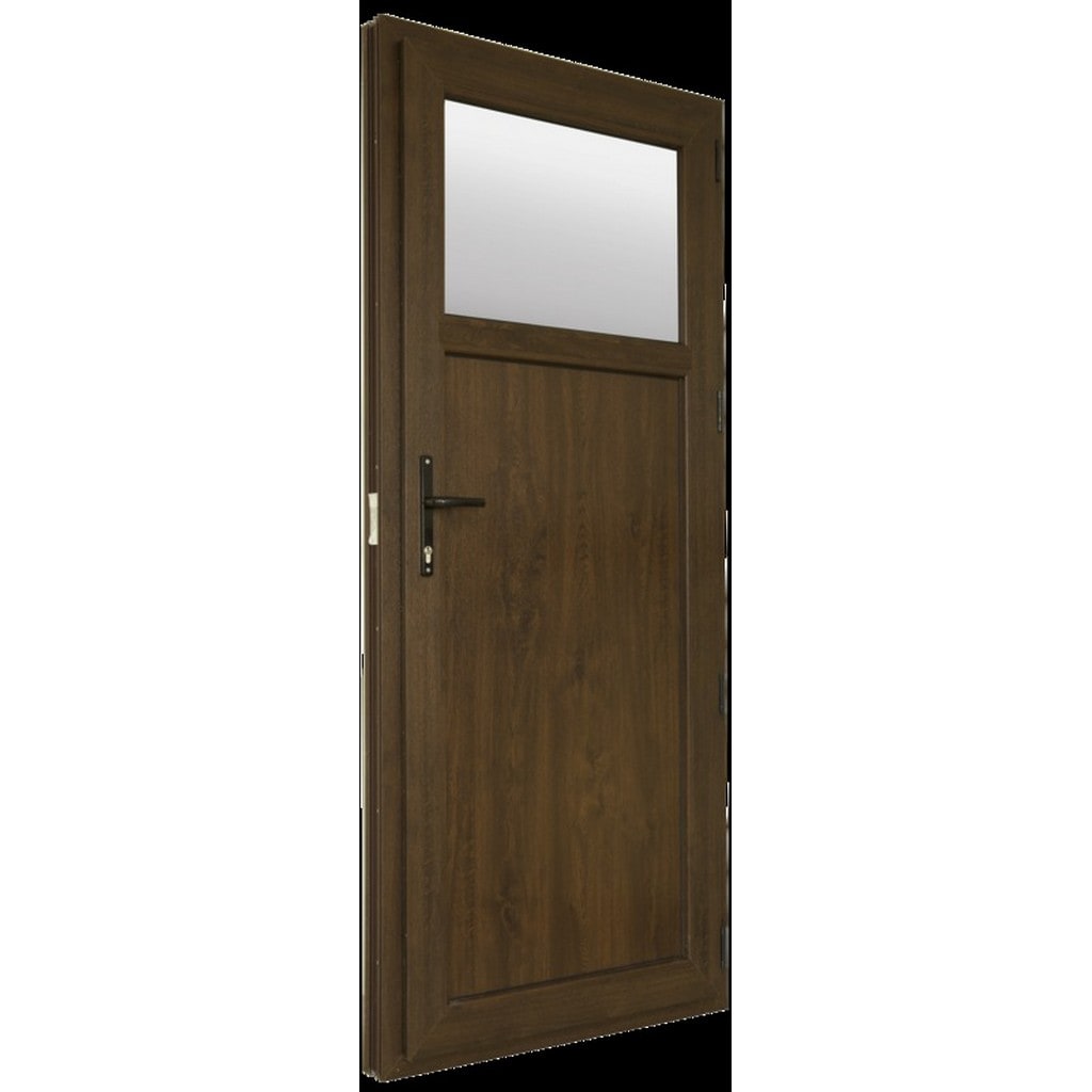 Usa exterior FENSTERWELT, cu geam, 6 camere, dreapta, PVC, 88 x 205 cm, nuc