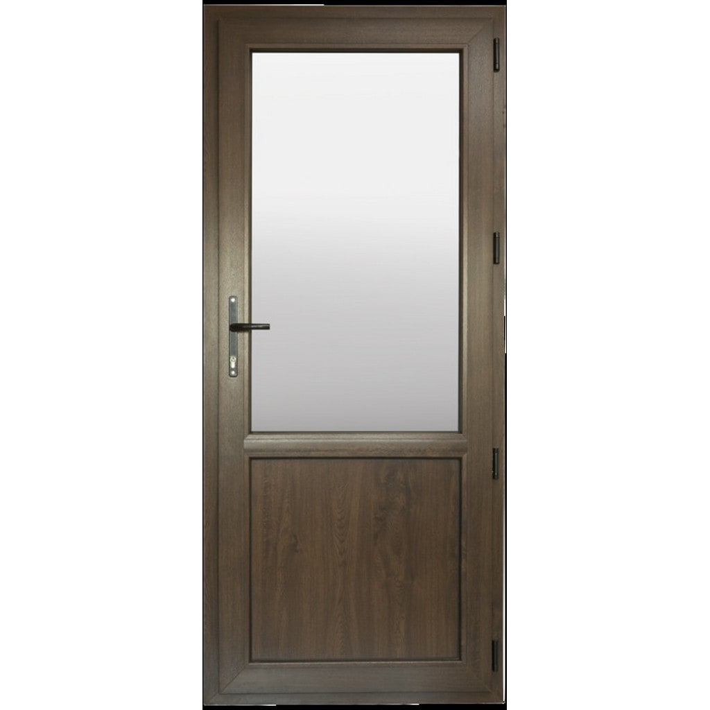 Usa exterior FENSTERWELT, cu geam, 6 camere, dreapta, PVC, 88 x 205 cm, nuc