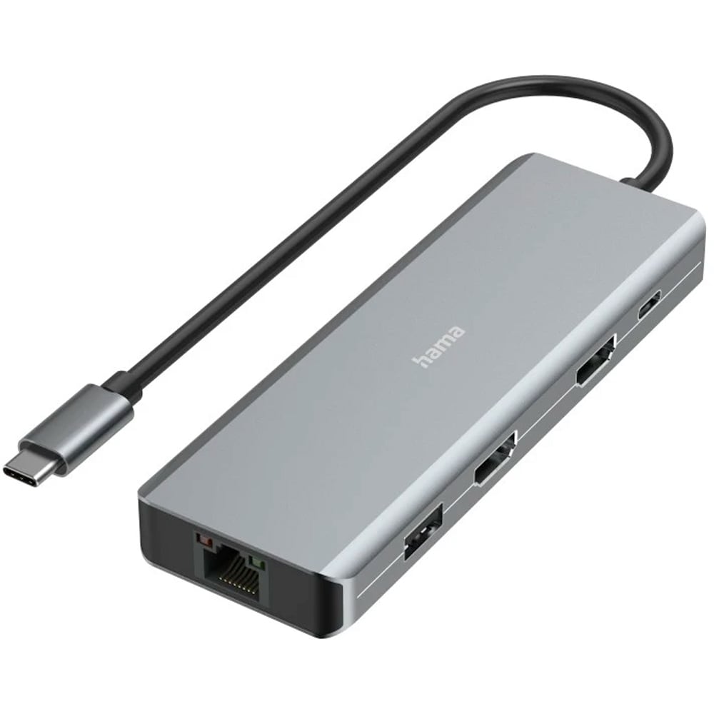 Hub USB Type-C HAMA 200142, USB 3.2, USB-C, USB-A, Ethernet, HDMI, gri