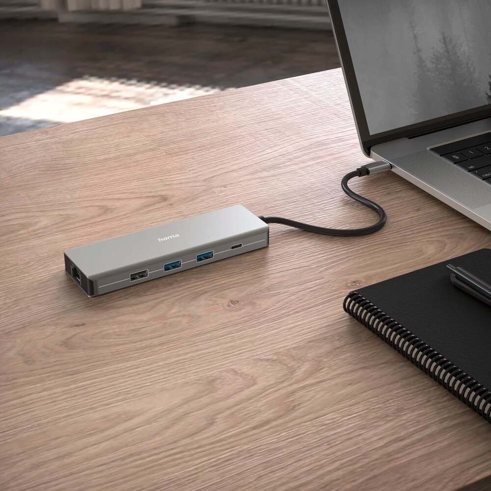 Hub USB Type-C HAMA 200142, USB 3.2, USB-C, USB-A, Ethernet, HDMI, gri