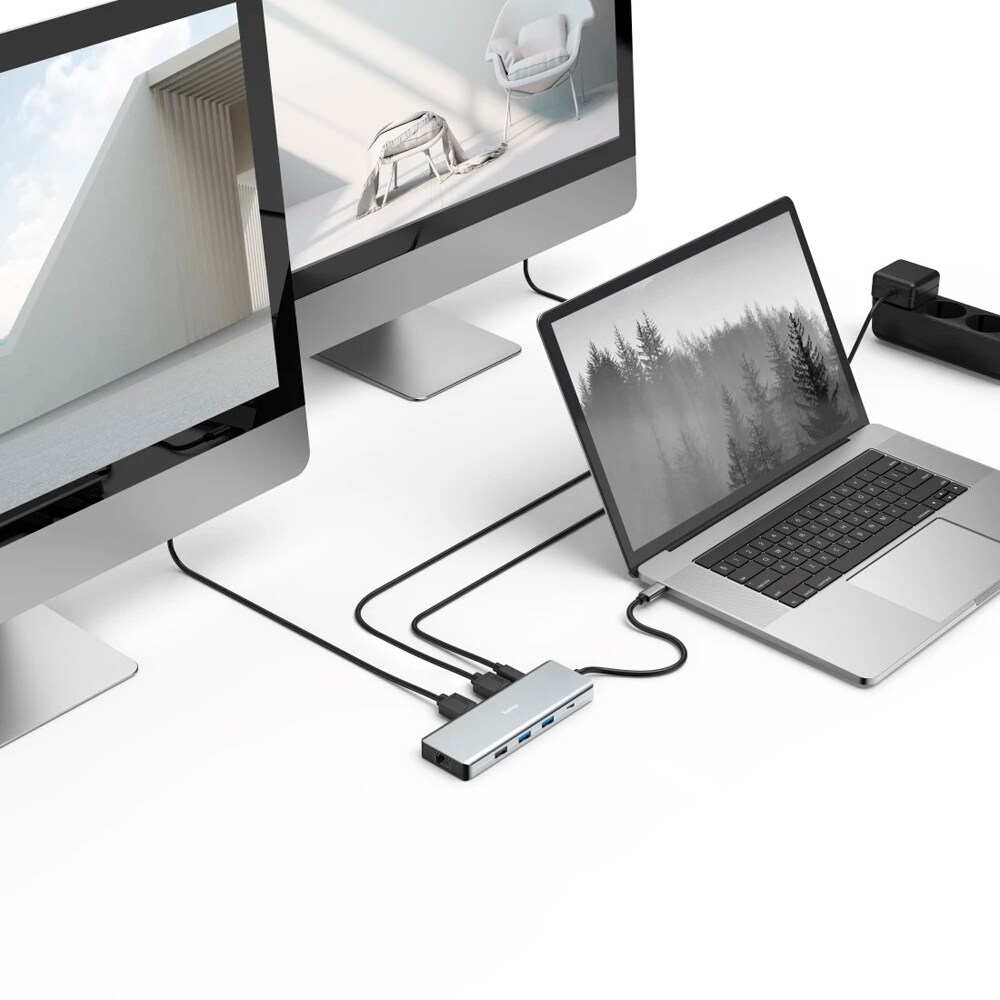 Hub USB Type-C HAMA 200142, USB 3.2, USB-C, USB-A, Ethernet, HDMI, gri