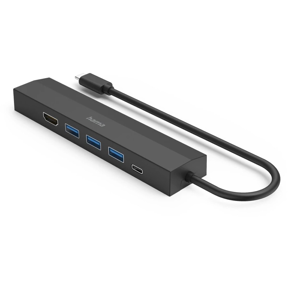 Hub USB Type-C HAMA 200144, USB 3.2, USB-C, HDMI, Ethernet, negru