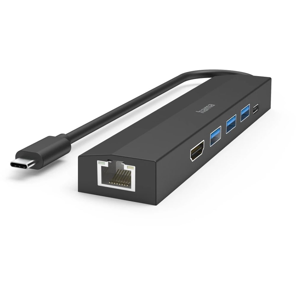 Hub USB Type-C HAMA 200144, USB 3.2, USB-C, HDMI, Ethernet, negru
