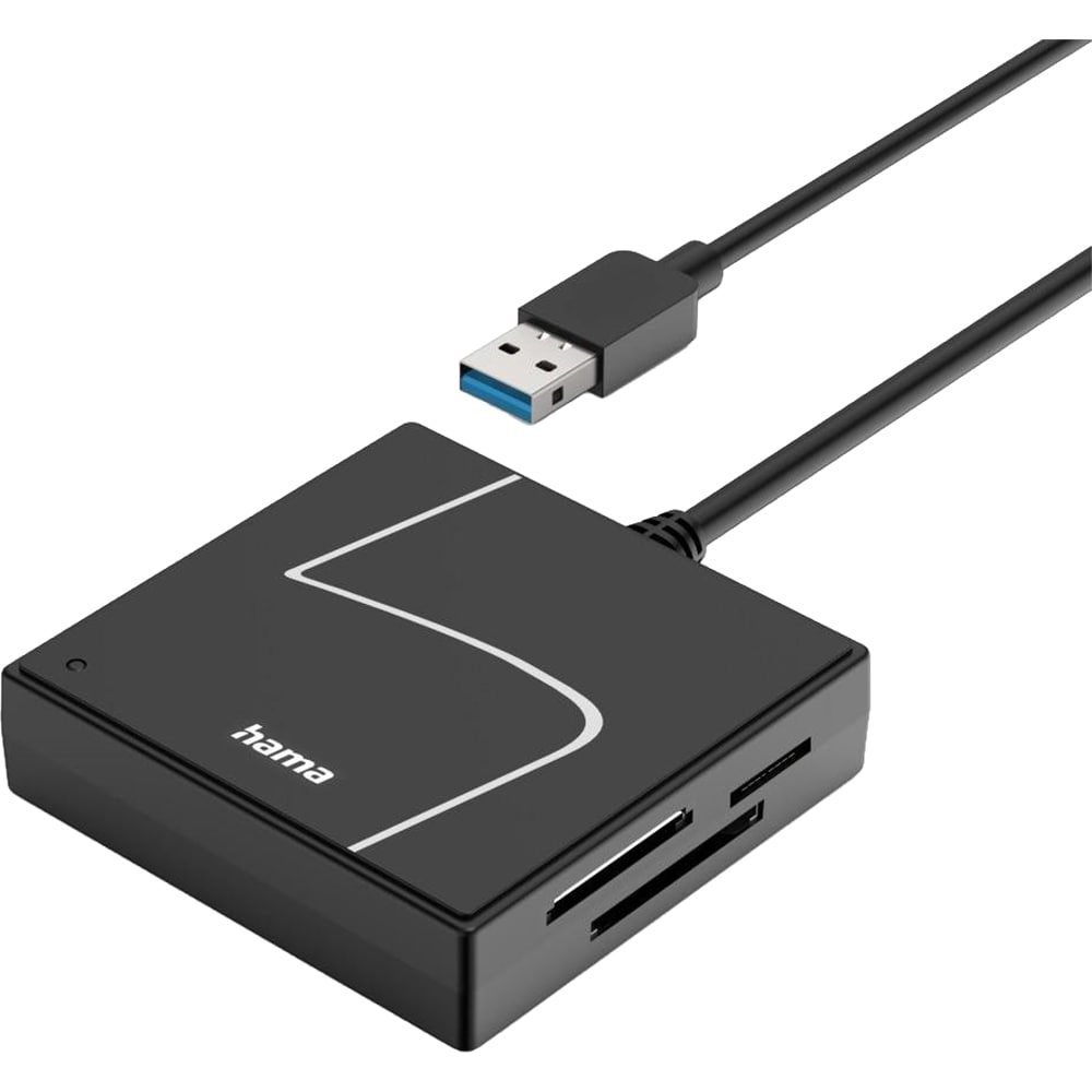 Cititor de carduri HAMA 200148, USB-A 3.2 Gen1, adaptor USB-C, SD/microSD, negru